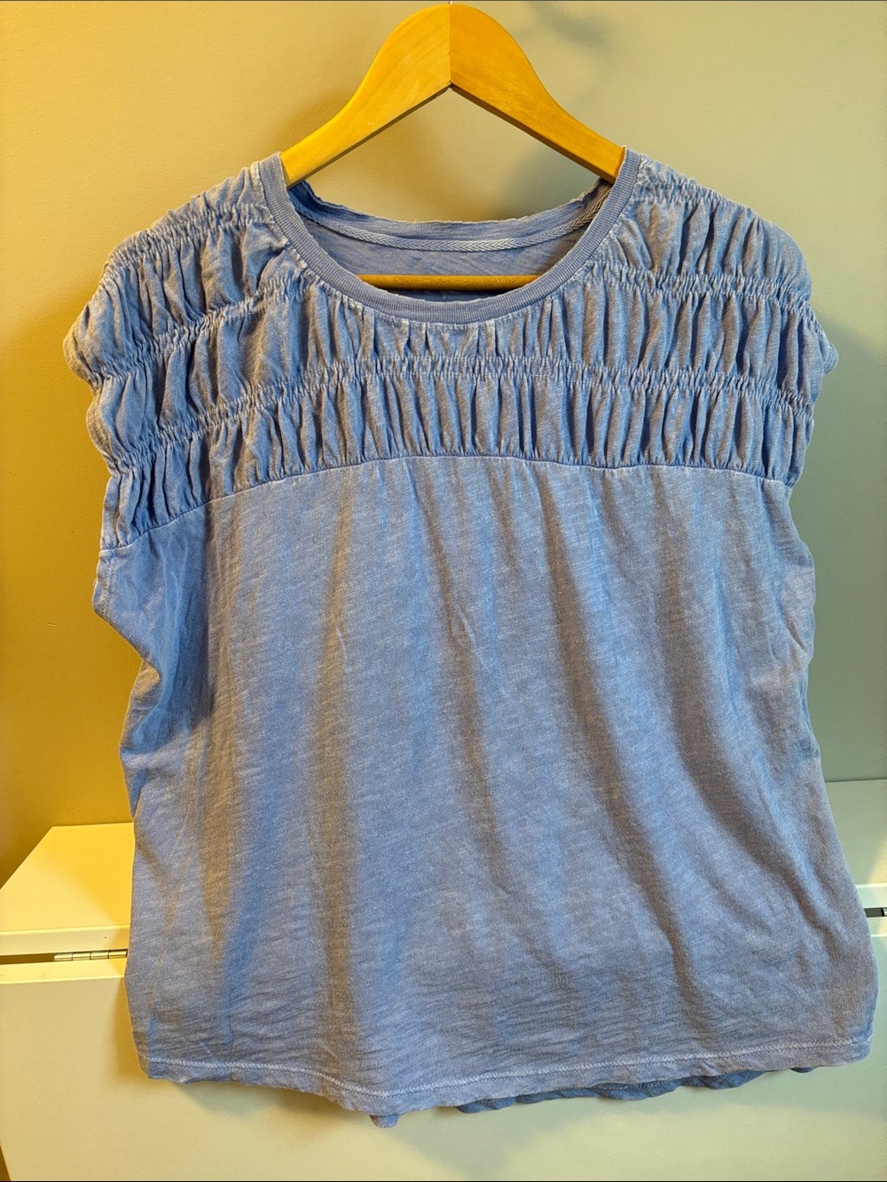 Pilcro Light Blue Ruched Shoulder Tank